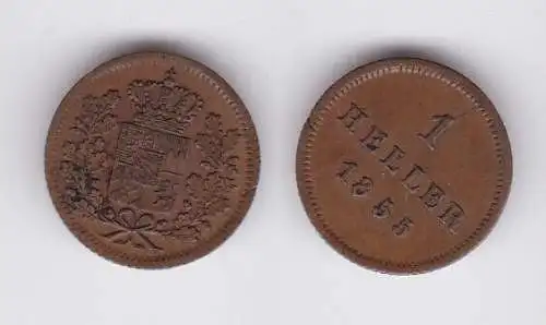 1 Heller Kupfer Münze Bayern 1855 ss+ (162507)