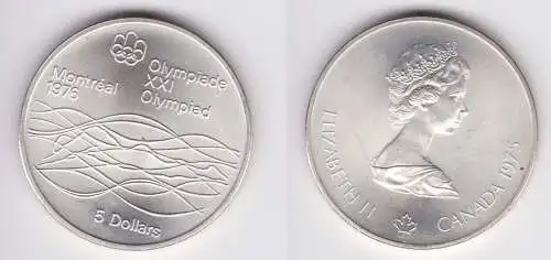 5 Dollar Silber Münze Canada Kanada Olympiade Montreal Schwimmer 1975 (162832)