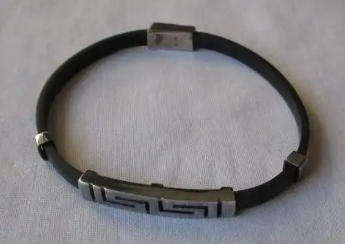 elegantes Gummi Damen Armband mit 925er Sterling Silber Elementen (159914)