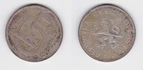5 Kronen Silber Münze Tschechoslowakei 1929 ss (163360)