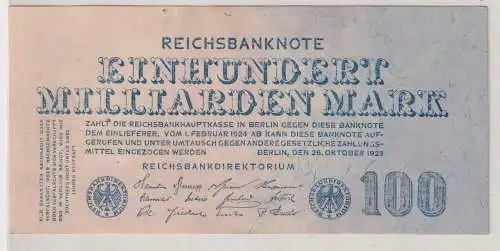 100 Milliarden Mark Banknote Inflation Berlin 26.10.1923 Ro 123 (148094)