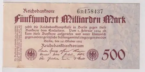 500 Milliarden Mark Inflation Banknote 26.10.1923 Ro.124 d (140274)