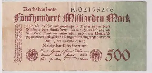 500 Milliarden Mark Inflation Banknote 26.10.1923 Ro.124 b (141776)