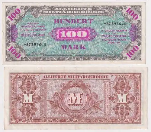 100 Mark Banknote alliierte Militärbehörde 1944 UdSSR Druck Ros.206d (139493)