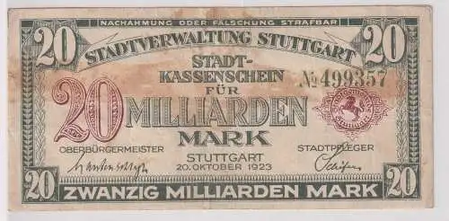 20 Milliarden Banknote Inflation Stadtverwaltung Stuttgart 20.10.1923 (130739)
