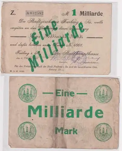1 Milliarde Mark Banknote Inflation Stadt Freiberg 4.Oktober 1923 (147244)