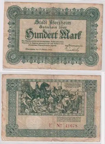 100 Mark Banknote Notgeld Stadt Pforzheim 6.Oktober 1922 (143449)