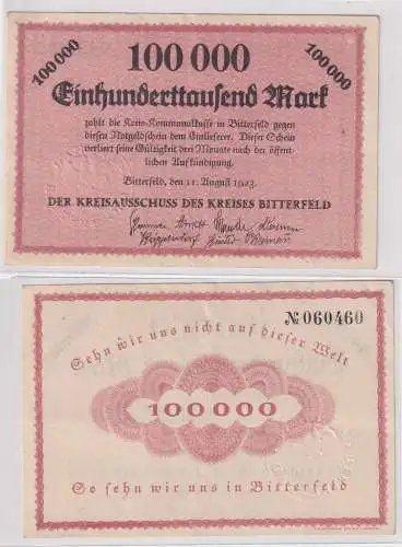 Banknote Inflation 100000 Mark Bitterfeld 11.August 1923 (143839)