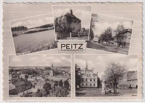 12962 Mehrbild Ak Peitz (Niederlausitz) - Festungsturm, Hauptstr., Markt usw.