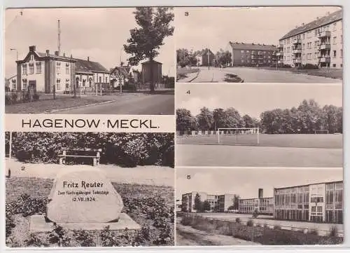 98575 Mehrbild Ak Hagenow - Wasserwerk, Fritz-Reuter-Gedenkstein, Sportplatz usw