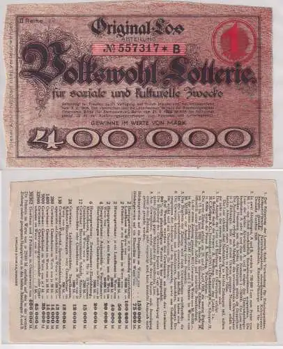 Original-Los Volkswohl-Lotterie Preussen Kulturelle Zwecke 21.2.1928  (140055)