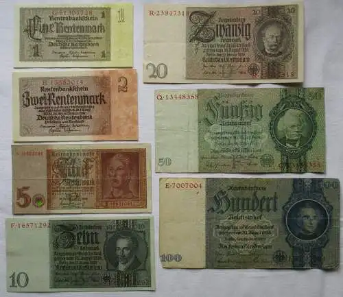 7 Reichsbanknoten Deutsches Reich 1 Mark bis 100 Mark (152997)