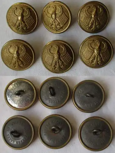 6x Uniformknopf Beamte Weimarer Republik Zollamt Eduard Sachs Berlin (154306)