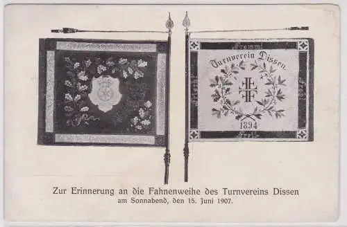 18458 Ak Erinnerung an die Fahnenweihe des Turnvereins Dissen 1907