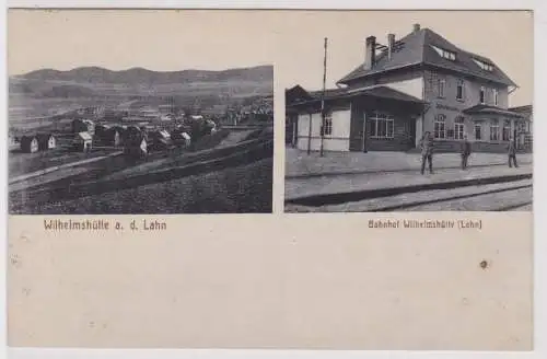 26138 Mehrbild Ak Wilhelmshütte an der Lahn Bahnhof, Totalansicht 1916