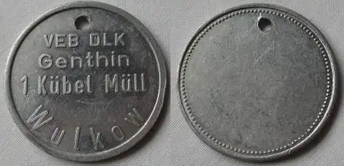 Aluminium DDR Wertmarke VEB DLK Genthin 1 Kübel Müll Wulkow (134231)