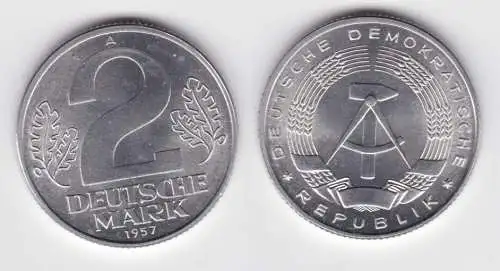 2 Mark Aluminium Münze DDR 1957 fast Stempelglanz (143079)