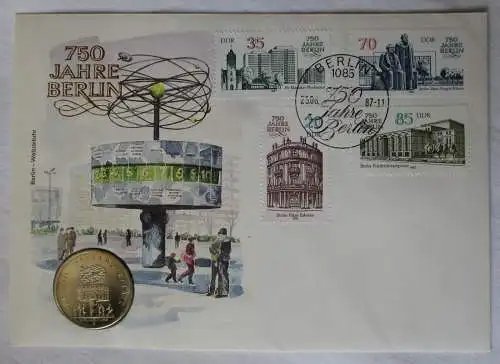DDR Numisbrief mit 5 Mark 750 Jahre Berlin Alexanderplatz 1987 (115254)
