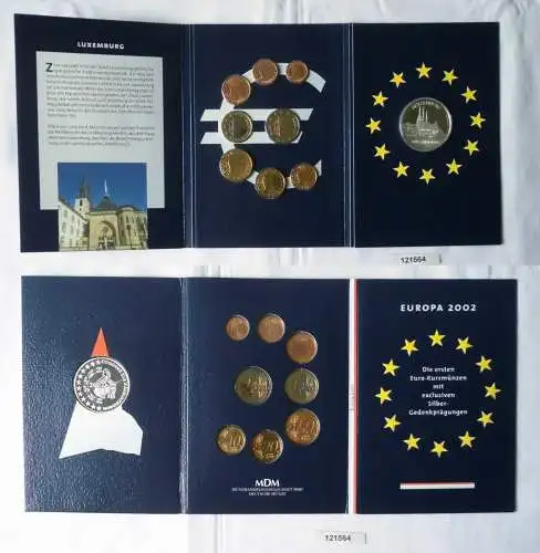 KMS Euro Kursmünzensatz 2002 von Luxemburg mit Silber-Gedenkprägung (131564)