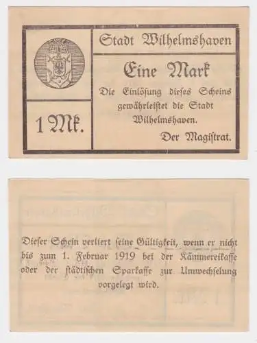 1 Mark Banknote Notgeld Stadt Wilhelmshaven 1.2.1919 (130626)