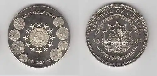 5 Dollar Nickel Münze Liberia 2004 neue Vatikanmünzen (116512)