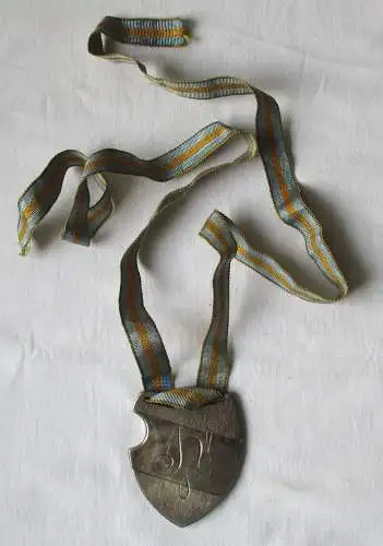 800er Silber Studentika Burschenschafts Abzeichen am Band um 1930 (113724)