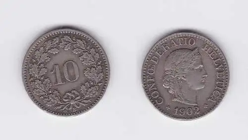 10 Rappen Kupfer Nickel Münze Schweiz 1902 B (118043)