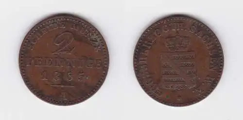 2 Pfennige Kupfer Münze Sachsen Weimar Eisenach 1865 A (119294)