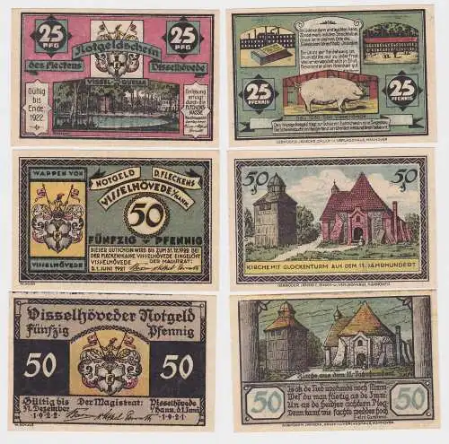 3 Banknoten Notgeld Flecken Visselhövede 1.6.1921 (121917)