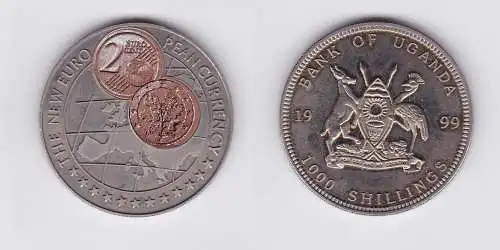 1000 Shillings Nickel Münze Uganda 1999 Die neue Euro Währung (119744)
