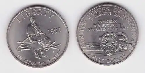 1/2 Dollar Kupfer-Nickel Münze USA Gedenkstätte Gettysburg 1995 Stgl. (140714)