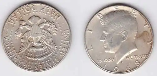 1/2 Dollar Silber Münze USA 1968 (122242)