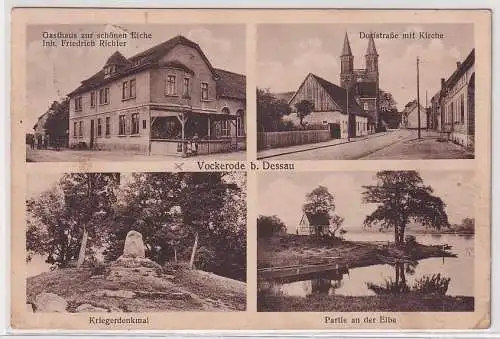 64654 Mehrbild Ak Vockerode bei Dessau, Gasthaus, Kriegerdenkmal usw. 1933