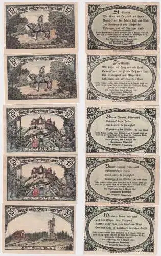 5 Banknoten Notgeld Bad Elgersburg Elgersburger Ritterschaft 1921 (152604)