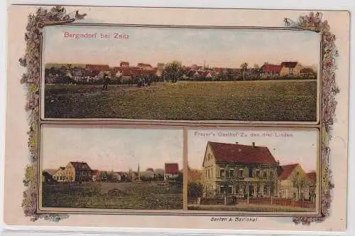 60794 Mehrbild Ak Bergisdorf bei Zeitz Freyers Gasthof zu den 3 Linden 1909