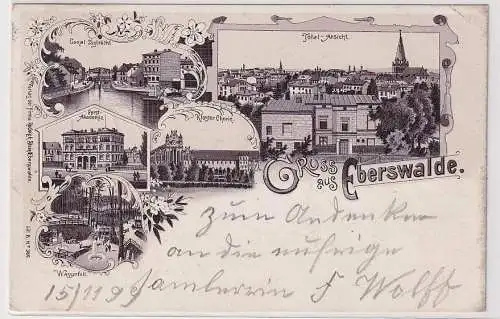 53150 Ak Lithographie Gruß aus Eberswalde Forstakademie, Canal Zugbrücke 1899