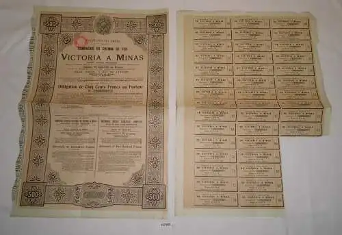 500 Francs Aktie Compagnie du chemin de fer de Victoria A Minas 1906 (127980)