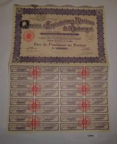 100 Francs Aktie Société d'Exploitations Minières de l'Oubangui Paris (127991)