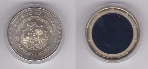 10 Dollar Nickel Münze Liberia 2002 Hologramm Freiheitsstatue (119815)