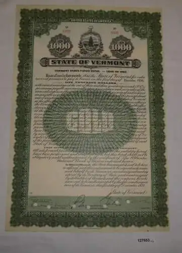 1000 Dollar Aktie State of Vermont Flood Bond USA 1. Dezember 1927 (127653)