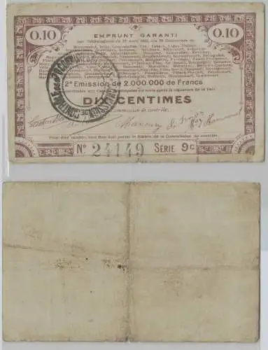 10 Centimes Banknote Frankreich Notgeld 70 Communes 23.4.1915 (159335)