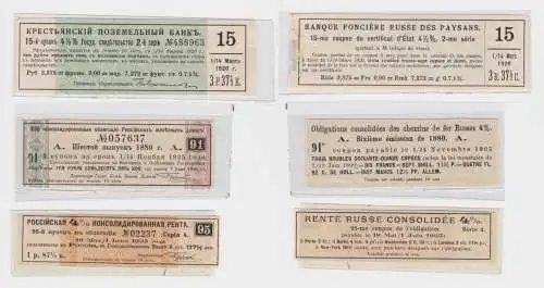 3 x Coupon Obligationen Zinsscheine Russland CCCP 1880-1925 (153341)