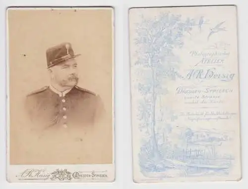 92896 Kabinett Foto Soldat Dresden Stiesen mit Schützenschnur um 1890