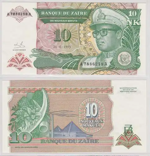10 Nouveaux Makuta Banknote Zaire Zaïre 24.6.1993 bankfrisch UNC (154411)