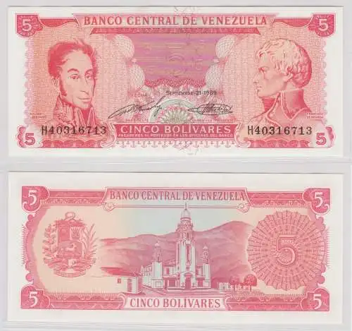 5 Bolivares Banknote Venezuela 1989 Pick 70 kassenfrisch UNC (154305)