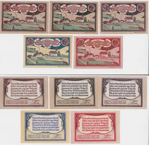 5 Banknoten 30 bis 90 Heller Notgeld Gemeinde Sandl 1920 (144452)