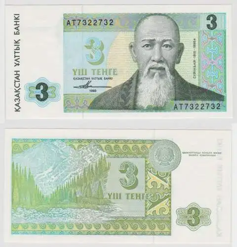3 Tenge Banknote Kasachstan 1993 bankfrisch UNC (136927)