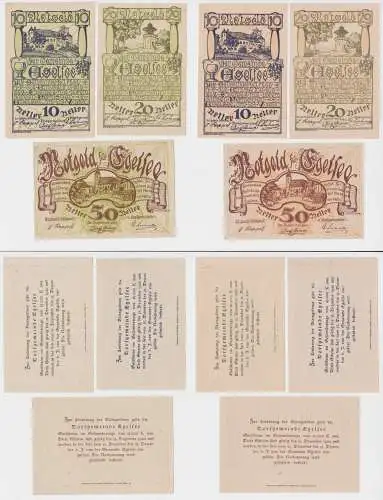6 Banknoten 10 bis 50 Heller Notgeld Stadtgemeinde Egelsee (148517)