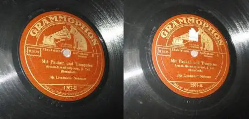 156083 Schellackplatte Grammophon Mit Pauken und Trompeten - Marschpotpourri