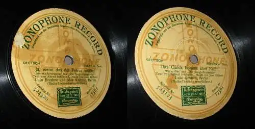 156111 Schellackplatte Zonophone Das Glück kommt über Nacht + Ja, wenn das der..